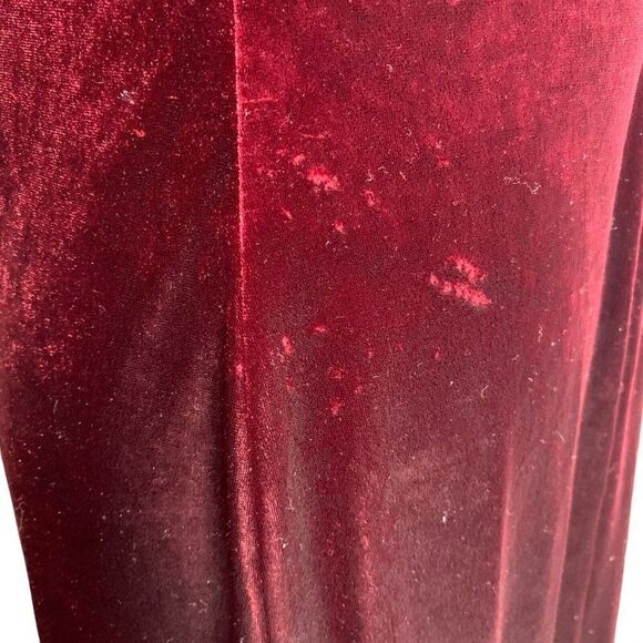 Vintage 80s Velvet Wiggle Maxi Dress XL Red Sweetheart Spaghetti Strap Boning - Picture 4 of 8